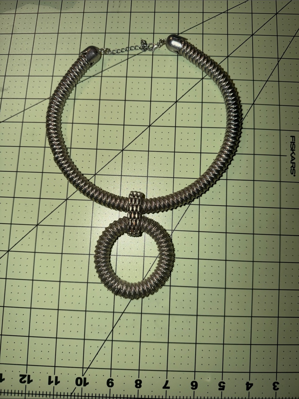 Textured Silver Coil Ring Statement Necklace - Women Jewelry